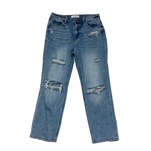 Lovervet by Vervet Women Distressed High Rise Straight Leg Blue Jeans Size 30/11